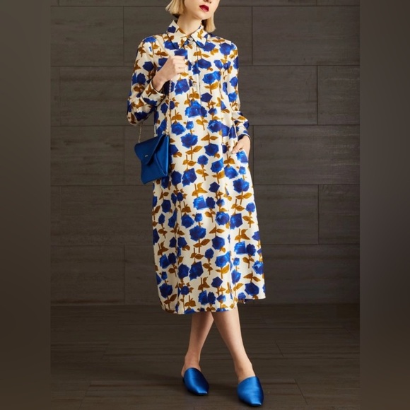 NWOT Max Mara Studio Label-cut 100% Silk Straight-line Dress Sz: US4 Spring - Picture 3 of 16